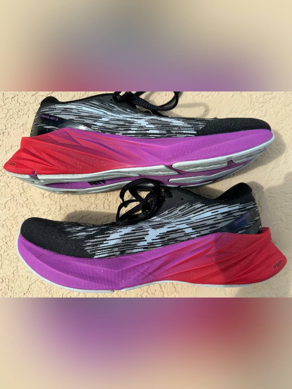 ASICS Novablast 3 Black Purple Red Running Shoes 1012B288 Women Size 9.5 in VGC - Picture 10 of 14